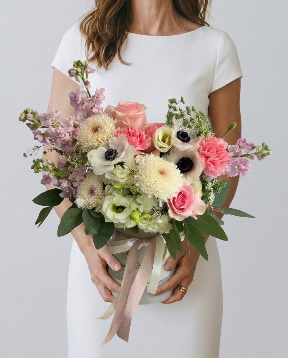 Blush Elegance Garden Bouquet Box