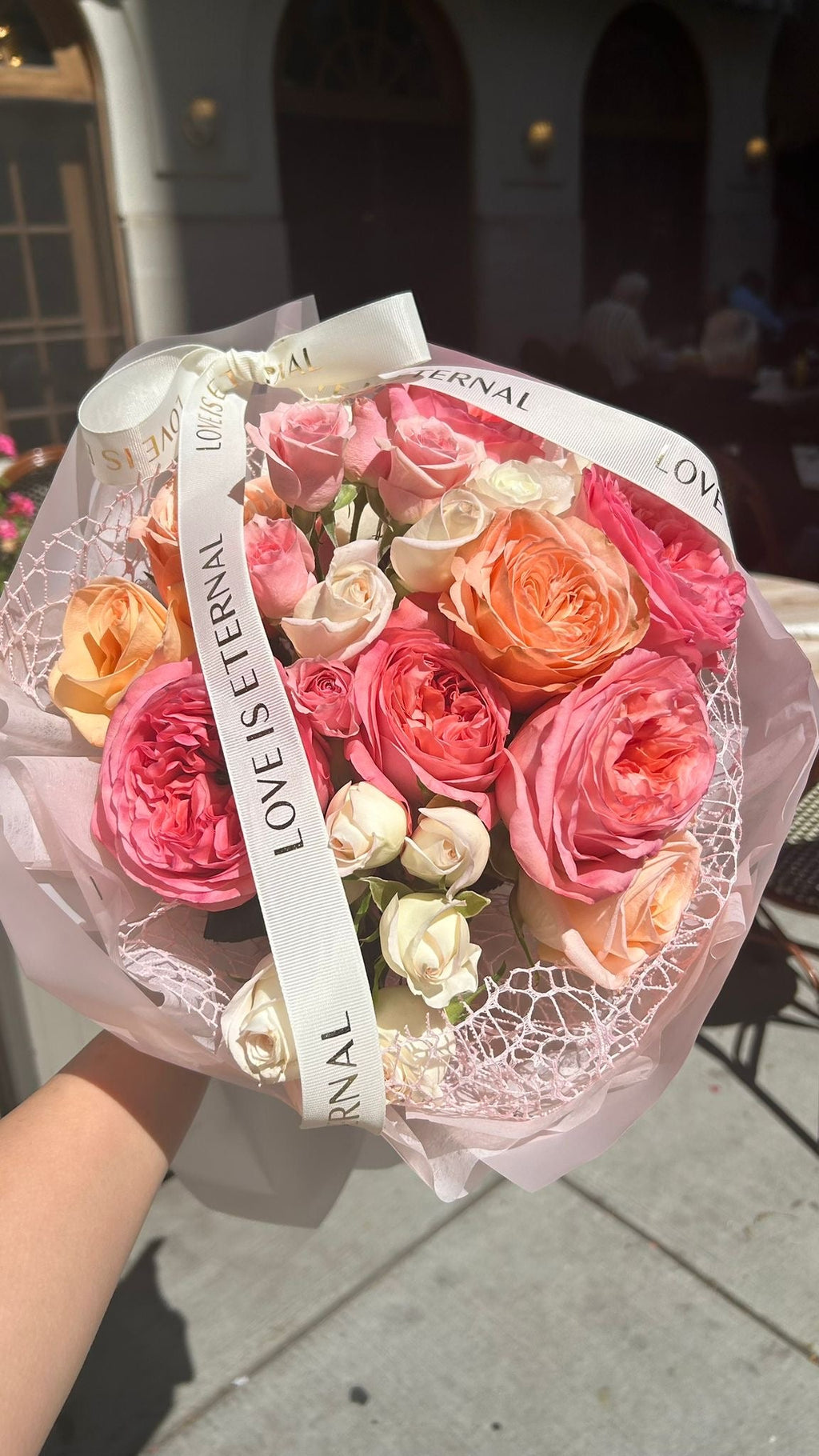 Pink & Peach Garden Rose Bouquet