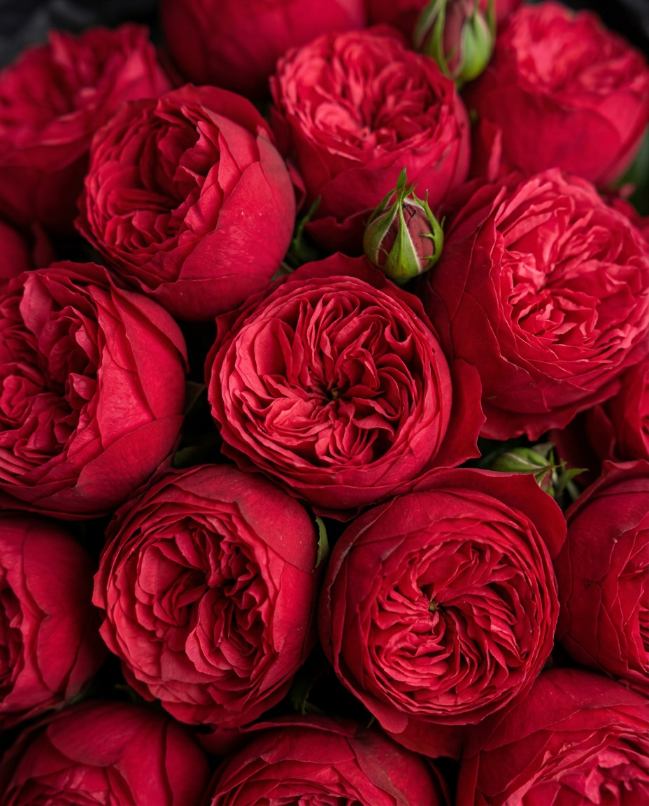 Scarlet Garden Rose Bouquet