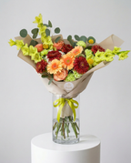 Peach and green flower bouquet with gerberas, roses, chrysanthemums and gladiolus in Chicago